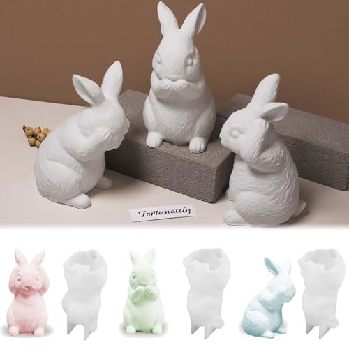 3 Stück Silikonform Ostern WISIRENT, Silikonformen Gießformen Hase Silikonform Zum Gießen Ostern Hase, Kaninchen Silikonformen Gießformen Ostern Kaninchen Silikonformen, 3d Kaninchen Silikonform