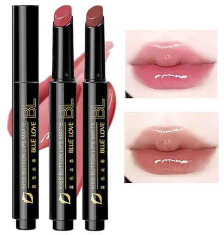 2Pcs Jelly Gloss Lipstick Set, High Shine & Moisturizing Jelly Gloss Lipstick, Melting Jelly Lip Balm, Long Lasting Plumping Tint Lip Gloss (Almond Milk Coffee&Cinnamon Latte, 2PC)
