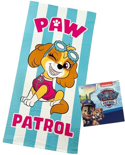 Paw Patrol Skye Kinderhandtuch, 70 x 140 cm, 100 % Polyester, weich und leicht, schnell trocknend, offizielles Design, ideal für Strand, Pool und Bad, Mädchen und Paw Patrol Fans