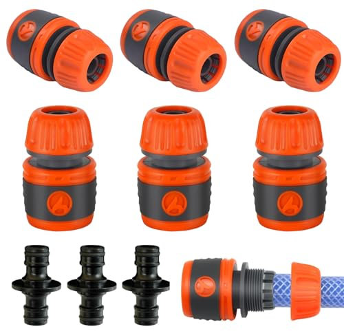 Schlauchkupplung 1/2 Zoll, Schlauchanschluss-Kit, 6-Teiliger Schlauchverbinder und 3 Stück Kupplungs, Schnellkupplung Set Gartenschlauch Anschlussr, Flexibles Garten- Und Haushaltszubehör