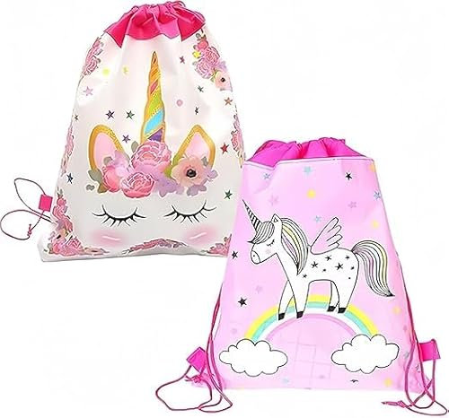 Luxiremi Mochila de Unicornio para Niños, Bolsa de Natación Rosa Ligera, Impermeable, Bolsa de Dibujos Animados, Bolsa de Cuerda para Niños, para Piscina, Escuela, Camping, Viajes