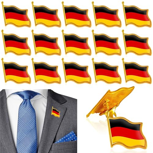 15 Stück Deutschland Pin Anstecker, Deutschland Flagge Klein Fahnenpin, Deutschland Fanartikel Anstecknadel, Deutschland Aufkleber Fahne Deutschland für Jacke & Rucksack