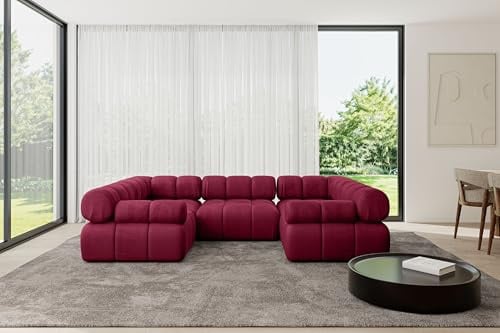 ALTDECOR Modulares Sofa Ecksofa in U-Form Corner modular Sofa Eckcouch Couch Wohnlandschaft Cauchsofa Polstersofa Birno-U1-285x190x70 cm Bordeauxrot