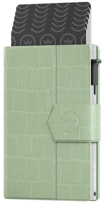 Kartenetui Prowallet Plus Schwarz – 8 Karten, Scheine und Münzen – Kartenetui mit Reißverschluss – RFID – Kleines Kreditkartenetui – Stilvolle Geldbörse – Herren & Damen - Slim Wallet (Croco Mintgrün)