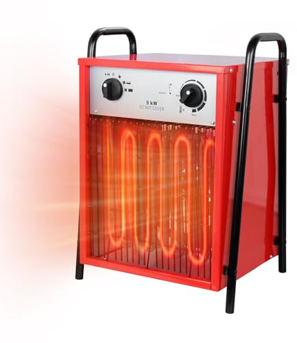 Kidsgigglz 9KW Elektroheizung Heizlüfter, Elektroheizer mit 3 Heizstufen, Elektroheizgebläse Heizlüfter Elektroheizung, Bauheizer Heizstrahler Heizgerätfür Wohnwagen Baustelle Werkstatt Gartenhäuschen