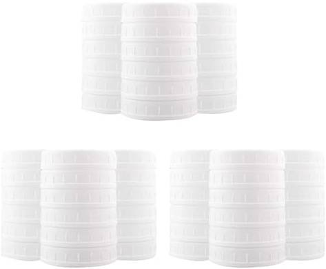 ISTOVO 54 Pack Plastic Regular Mouth Jar Lids for Ball, Kerr and More - Food Grade White Plastic Storage Caps
