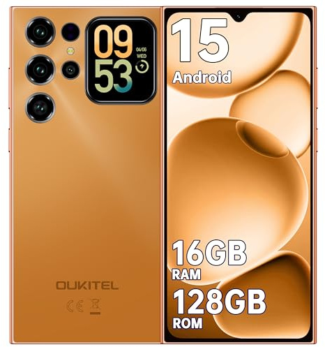 OUKITEL C62 Android Phones - Android 15 Smartphone, 6.88 HD+ 5150mAh Large Battery, 16GB RAM+128GB ROM, 4G Mobile Phones Dual SIM Free Unlocked, Face ID/GPS/OTG
