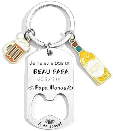 QTZXZX Cadeau Beau Papa Porte-clés Beau Papa Anniversaire Naissance personnalisé fille pas cher,Cadeau pour La fête des Pères l'anniversaire Thanksgiving et Noël