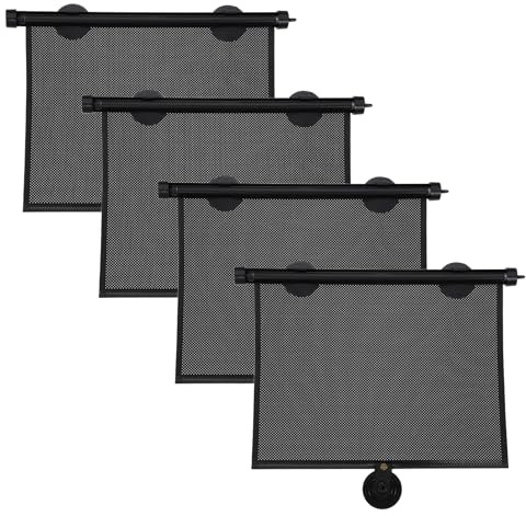 sourcing map 2Pcs Suction Cup Roller Blinds, 40 x 45cm Retractable Car Side Window Roller Sunshade Block Rays Glare and Heat, for Car Home Office Privacy Protection, Black