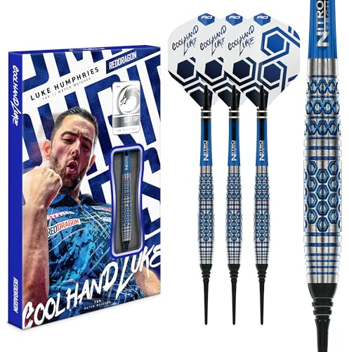 RED DRAGON Darts - Profispieler Luke Humphries 'Coolhand' TX5 Serie 18g Dart Pfeile | 90% Tungsten Profi Dartpfeile | Weiche Spitze Parallel Dart Set | Beinhaltet Dartflüge & Schäfte