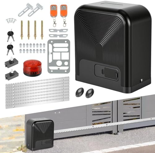 WiFi-Bluetooth-Schiebetorantrieb 750W, Tragfähigkeit 1600kg, IP44 wasserdicht, mit Fernbedienung, Schlüssel, Infrarotsensor und Warnleuchte, elektrischer Schwerlasttorantrieb für Garagen und Fabriken