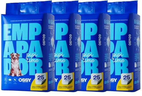 Empapadores Perros Desechables 90x60 cm 100 Unidades Perros Grandes (XL), Super Absorbentes 8 Capas Anti-Fugas, 4 Stiker Antideslizante, Secado Rápido, Almohadillas de adiestramiento, OSSY