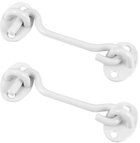 Qury 2 Ganchos de Viento de Acero Inoxidable, Ganchos de tormenta de Puerta de 4 Pulgadas, Cerradura de Gancho de Puerta para Puertas, Ventanas (Blanco)