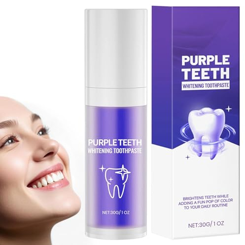 Dentifricio viola 30 ml, correzione del colore dentifricio per denti bianchi, dentifricio viola denti bianchi senza perossido, pasta sbiancante viola e pulizia profonda