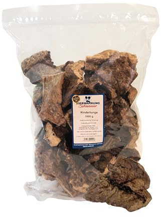 Tiernahrung Schwenner Rinderlunge getrocknet – Hundeleckerli aus Trockenfleisch, Hunde Snacks, Trainingsleckerli Hund, Kauartikel Hund groß & klein – 1000g