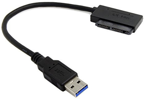 Cablecc USB 3.0 a Micro SATA 7+9 16 Pin 1.8 pulgadas 90 grados angulado disco duro controlador SSD adaptador cable 10 cm