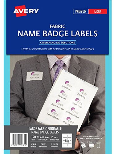 AVERY 959171 FABRIC NAME LABELS 8 PER SHEET 86.5 X 55.5MM PACK 15
