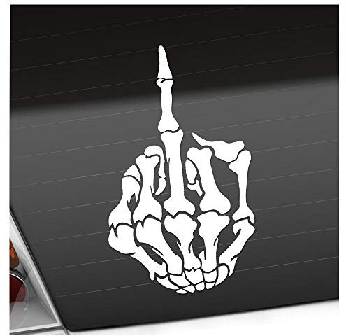 Kiwistar - Adesivo per auto – Scheletro a mano del dito medio – Adesivo per auto, bicicletta, camion, camion
