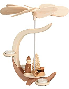 Seiffener Volkskunst Teelichtpyramide C-Form, Weihnachtsmotiv 16324 Neuheit 2018