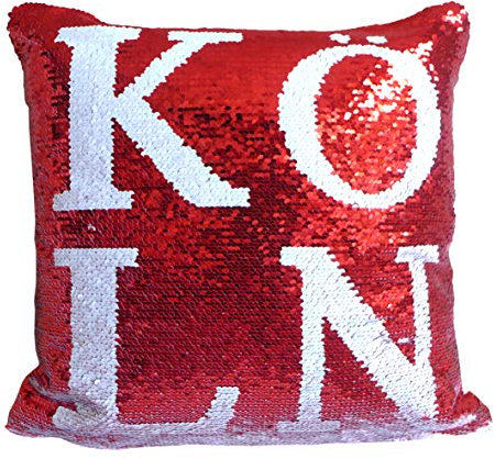 unbekannt Dekokissen Köln Pailletten in Wischoptik 40x40 cm rot weiß Kissen Zierkissen