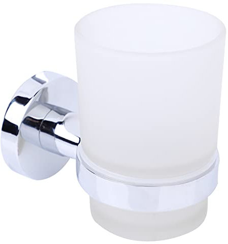 Moderno soporte para cepillo de dientes de acero inoxidable montado en la pared con vaso de vidrio esmerilado para pasta de dientes, organizador de maquinilla de afeitar para baño y baño (220210)