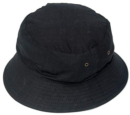 Cool4 Fischerhut Leinen Buschhut Anglerhut Fischer Hut Safarihut Bucket Hat Schlapphut Mütze A12 (Schwarz)