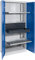 QUIPO Armoire d'atelier - largeur 950 mm, 8 tablettes coulissantes, 1 cloison médiane - porte gris clair - Armoire d'atelier Armoire métallique Armoire à bacs Armoire à portes battantes Armoires