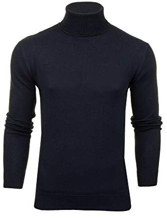 BRAVE SOUL Mens Polo Roll Neck Jumper Hume (Midnight Navy) S