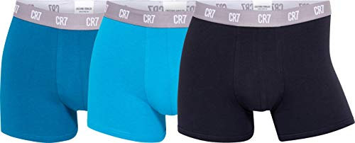 CR7 Cristiano Ronaldo Herren hautenge Boxershorts, Mehrfarbig-1x Blau + 1x Türkis + 1x Schwarz, Gr.- L