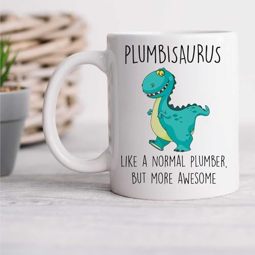 60 Second Makeover Limited Plumbisaurus Mug Plumber Dinosaur Fathers Day Funny Mug Present Birthday Christmas