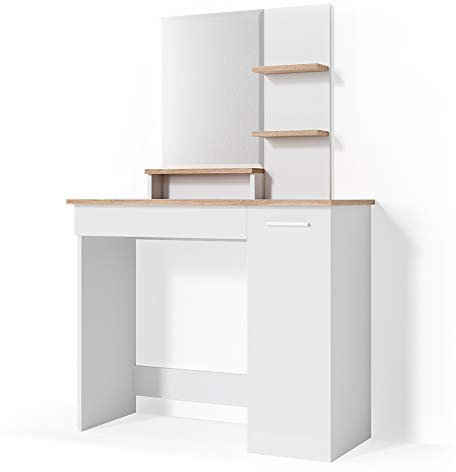 Vicco Schminktisch Julia, Weiß/Sonoma/Sonoma, 90 cm
