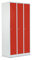 Schrank & Stuhl Spind – Metallspind mit 3 Abteilen in 180 x 90 x 50 cm, Schließfachschrank mit Hutboden & Zylinderschlössern, Lieferung komplett montiert, Grau/Rot