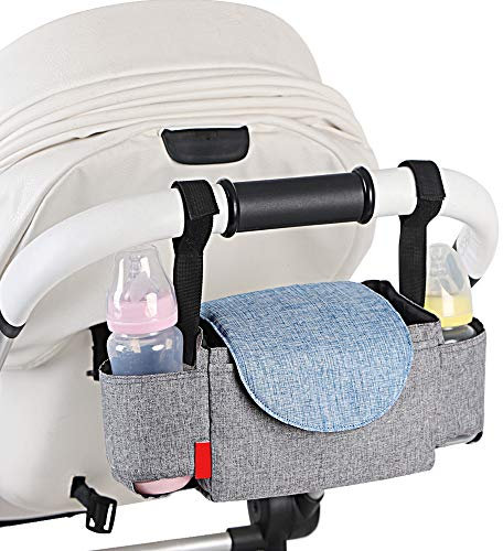 BelleStyle Bambino Passeggino Organizzatore, Bambino Passeggino Universale Organizzatore Borsa per Passeggino Infantile Viaggio Impermeabile Universale Portatile Borsetta con 2 Portabottiglie