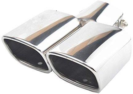 WPCASE Auspuffblende Auspuff Endrohr Auspuffblende Gebogen EndschalldäMpfer Auspuffblenden Auspuff Blenden Endrohr Auspuffblende Auspuffblende Schwarz Auspuffblende Doppelrohr Silver,63mm