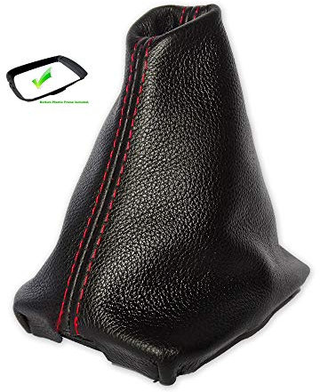 The Tuning-Shop Ltd Schaltsack + Rahmen kompatibel mit Volvo C30 C70 S40 V50 Leder rote Naht