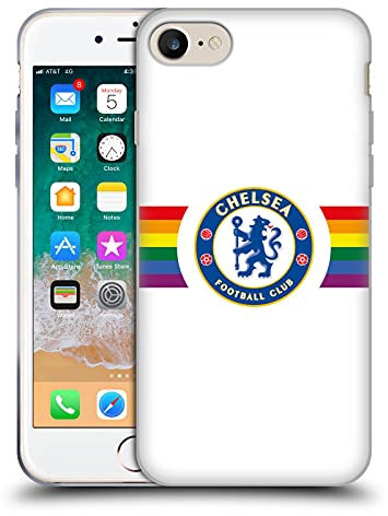 Head Case Designs Offizielle Chelsea Football Club Waagrechtes Weiß STOLZ Wappen Gelhülle [Militärischer Schutzgrad] Kompatibel Mit Apple iPhone 7/8 / SE 2020 & 2022 Und Kompatibel Mit MagSafe