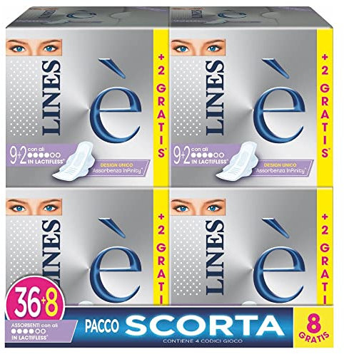 Lines È Ali Assobenti in Lactifless, PACCO SCORTA da 44 Pezzi