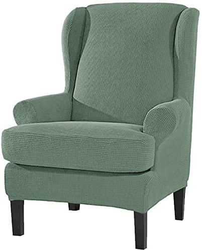 Konsilsa Ohrensessel Bezug,Sesselbezug Stretch Sesselhusse Sofa Schutz Ohrensessel Husse Ohrensessel Bezug (Color : Grün)