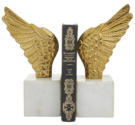 Deco 79 Moderne Aluminium-Buchstützen, dekorative Buchstützen, Buchstütze, rutschfeste Buchstütze für Regale, Buchstütze, Buchstopper, PR 12,7 cm B 25,4 cm H Gold