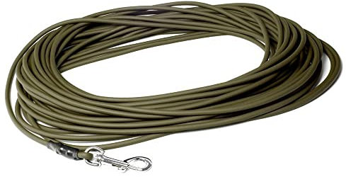Mystique® Biothane Schleppleine Feldleine rund 6mm Standard Karabiner in vielen Farben 5-30m Hundeleine (7,5m, Khaki)