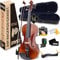 Pyle Kit per Principianti di Violino 1/4 con Custodia, Archetto, Corde Extra, Accordatore Digitale, Poggiaspalla e Panno per Pulizia, per Bambini e Adulti