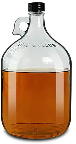 DESIYUE 1 Gallon (128oz) Glass Jug, Glass Water Bottles with Handle, Jug Includes 38mm Polyseal Cap for Kombucha, Home Brew, Vanilla Extract, Distilled Water, Beer, Soda, Cider