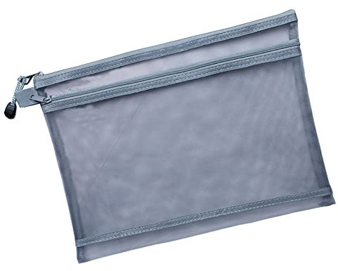 A4 Mesh Wallets 4Pcs Zip Mesh Wallets File Folder Zip Lock Bags Document Wallet File Zipper Bags for Office Home School Supplies A4 Grey