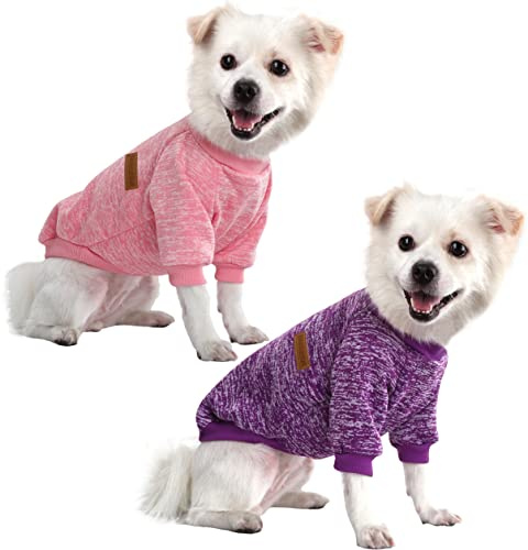 HuaLiSiJi Hundepullover Kleine Hunde Chihuahua Kleidung Welpen Hunde Hoodie, Warm und Leicht, Mit Einer Weichen Textur, Elastizität Leicht zu Tragen (Pink+Lila, L)