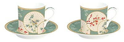 Easylife - Coffret 2 Tasses A Cafe en Porcelaine Fine 7,5 CL Decor Oriental Dreams