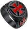 U7 Edelstahl Öltropfender Kreuz Ring für Männer Tempelritter Schwarz Casual Großer Ring Hip Hop Street Style Fingerring Modeschmuck für Vatertag Halloween(Ring Größe 62)