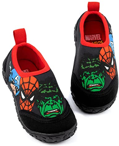 Marvel Boys Swim Shoes | Black and Red Water-Resistant Shoes for Kids | Spider-Man, Hulk & Captain America Superhero Wetsuit Footwear | Sea Pool Socks Fun Merchandise Gift for Children