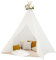 GOPLUS Spitzen Tipi Zelt für Kinder, Spielzelt aus Kiefernholz mit bunten Sternlicht & rutschfeste Füße für Kinder & Erwachsene, Indianerzelt für Hochzeit, Picknick & Fotoshootings, Strand, weiß