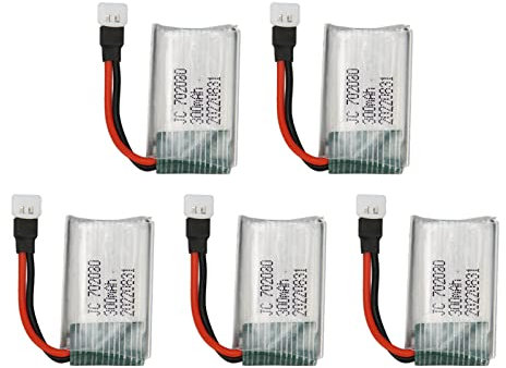 5PCS 3.7V 300mAh Li Batterie, 702030 RC Drone Batterie de Remplacement UAV Lipo Batterie pour E55 FQ777 FQ17W DFD F180 FY530 U816 U830 H107 X11C RC Drone