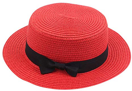 Damen Sommer Strohhut Retro Breite Krempe Sonnenhut Anti-UV Strandhut Sommerhut mit Bogenknoten UPF50+ Tragbar Fischerhut Retro Damenhut mit schwarzem Stoffband